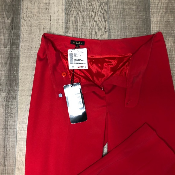 Escada red pants designer brand luxury clothes business clothes - Picture 3 of 11